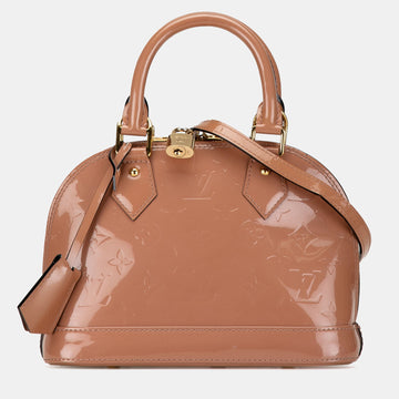 Taupe Monogram Vernis Leather Alma BB Top Handle Bag