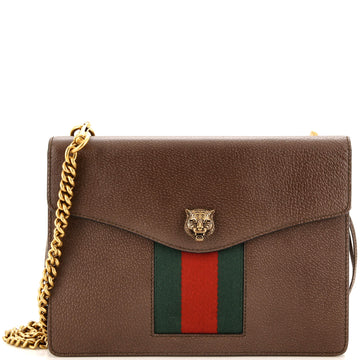 GUCCI Animalier Web Chain Shoulder Bag Leather Small