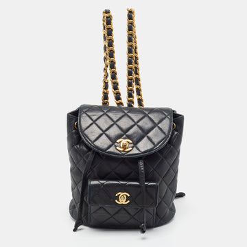 Black Quilted Leather Vintage Duma Backpack
