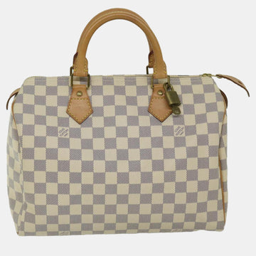 White Damier Azur Canvas Speedy 30 Satchel