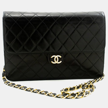 Black Leather Classic Single Flap Bag