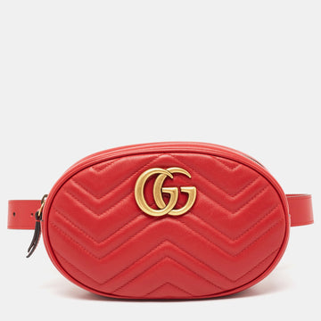 Red Matelass&eacute; Leather GG Marmont Belt Bag