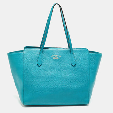 Green Leather Medium Swing Tote