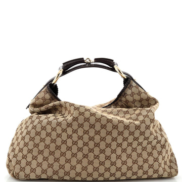 GUCCI Horsebit Hobo GG Canvas Large