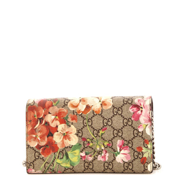 GUCCI Chain Wallet Blooms Print GG Coated Canvas