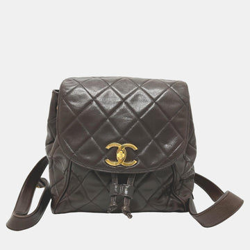 Brown Leather Vintage CC Backpack Bag