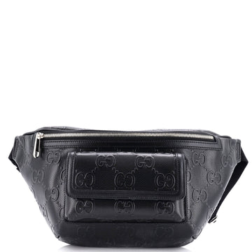 GUCCI Front Pocket Belt Bag GG Embossed Perforated Leather