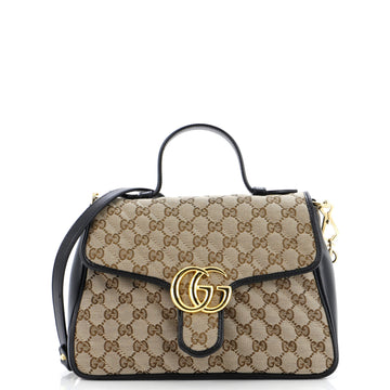 VS Marmont Top Handle Flap Bag Diagonal Quilted VS Canvas Small