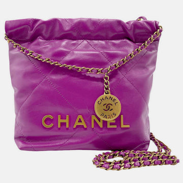 Purple Gold Leather 22 Shoulder Bag