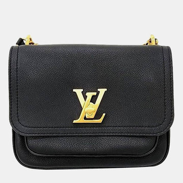 Black Leather Lock Me Chain PM Handbag
