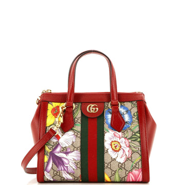 Ophidia Top Handle Tote Flora VS Coated Canvas Small