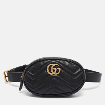Black Matelass&eacute; Leather GG Marmont Belt Bag