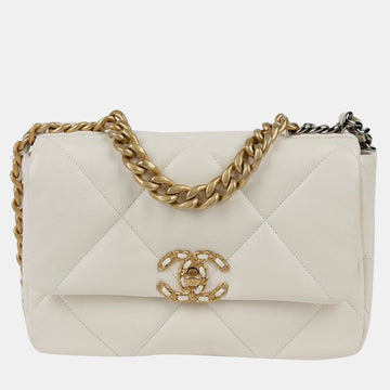 White Leather Large 19 Shoulder Bags