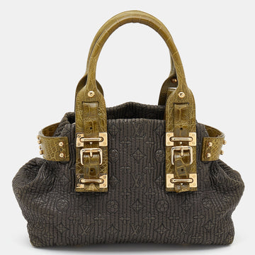 Green/Dark Grey Monogram Leather And Alligator Motard Biker Bag