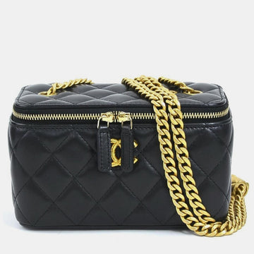 Black Quilted Lambskin Pearl Crush Vanity Box