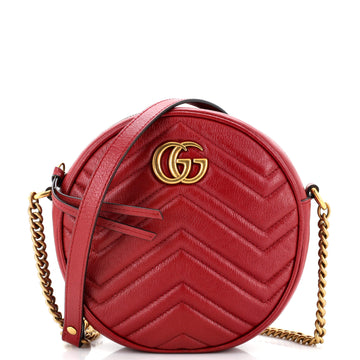 GUCCI GG Marmont Round Shoulder Bag Matelasse Leather Mini