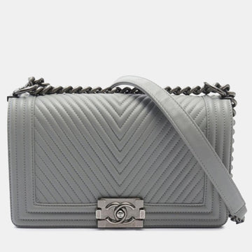 Medium Calfskin Chevron Boy Flap Bag