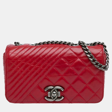 Red Glazed Leather Small Coco Boy Flap Bag