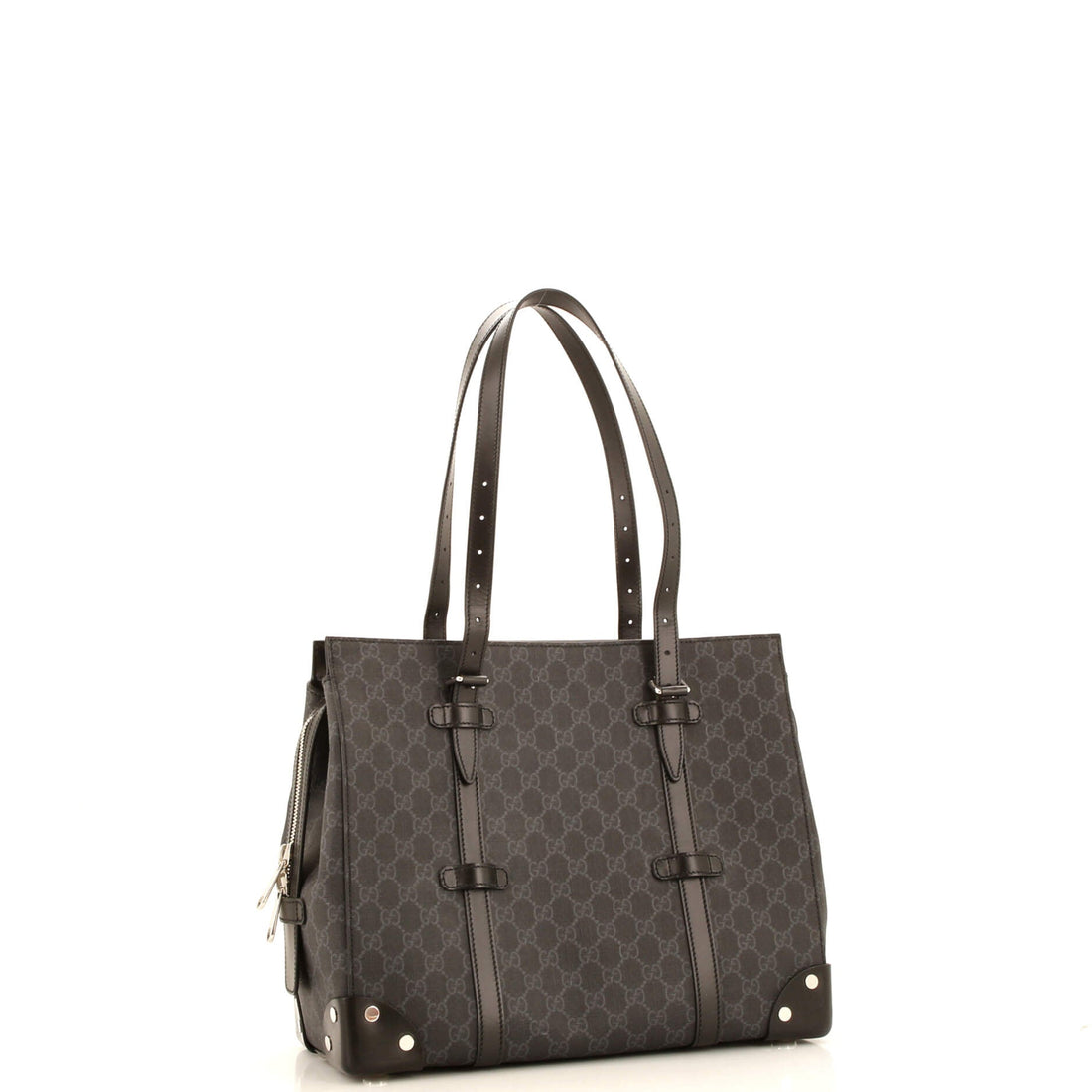 Buckle Travel Tote VS Coated Canvas with Leather Large