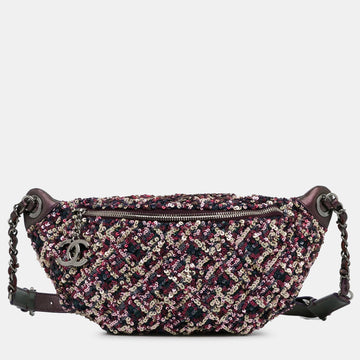 Sequin and Metallic Lambskin Belt Bag