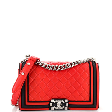 CHANEL Boy Flap Bag Quilted Lambskin with Rubber Old Medium