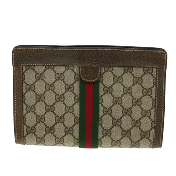 GUCCI VS Canvas Web Sherry Line Clutch Bag Beige Red Green  am3107