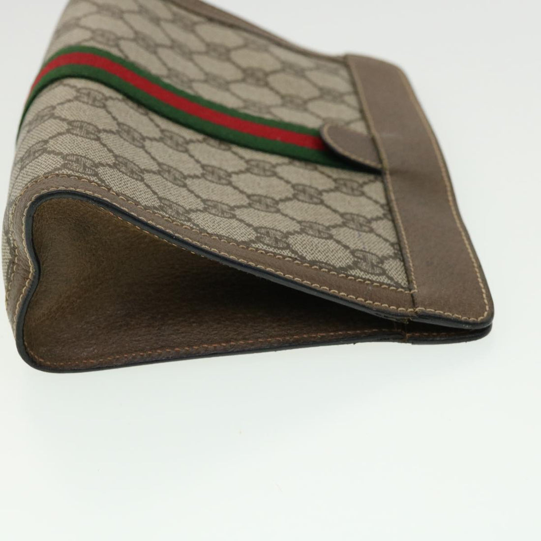 GUCCI VS Canvas Web Sherry Line Clutch Bag Beige Red Green  am3107