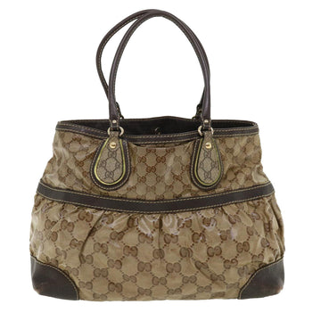 GUCCI VS Canvas Tote Bag Coated Canvas Beige Dark Brown  am3623