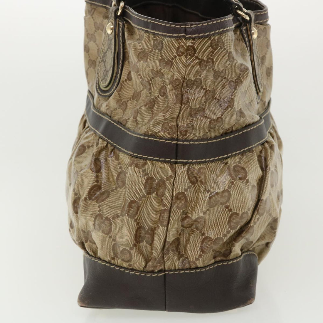 GUCCI VS Canvas Tote Bag Coated Canvas Beige Dark Brown  am3623