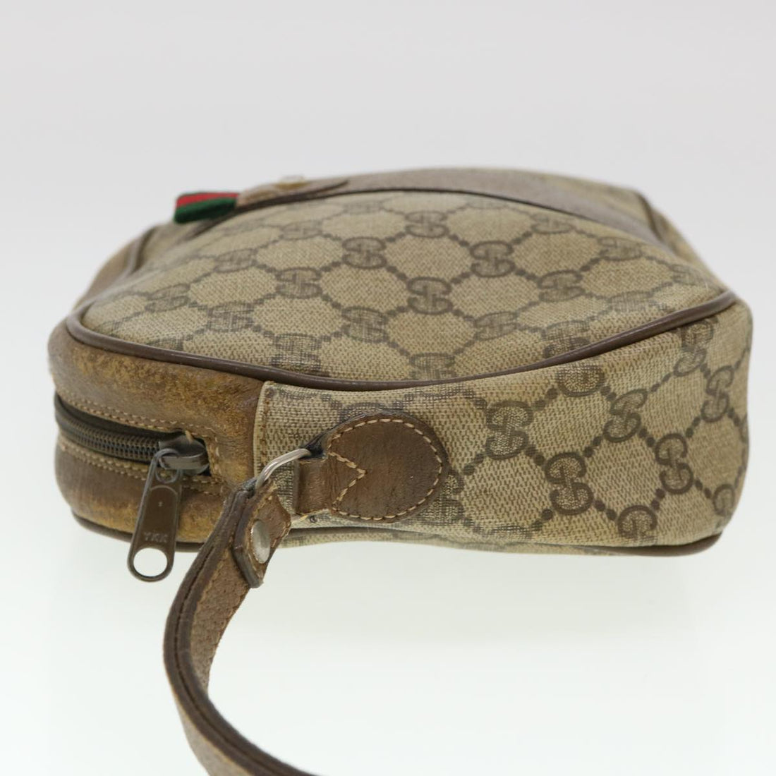 GUCCI VS Canvas Web Sherry Line Clutch Bag Beige Red Green  am4114