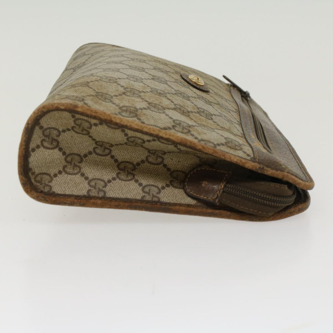 GUCCI VS Canvas Clutch Bag PVC Leather Beige 97.01.037  ar9696B