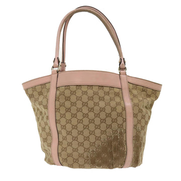 GUCCI VS Canvas Tote Bag Leather Beige 211982  ar9875B