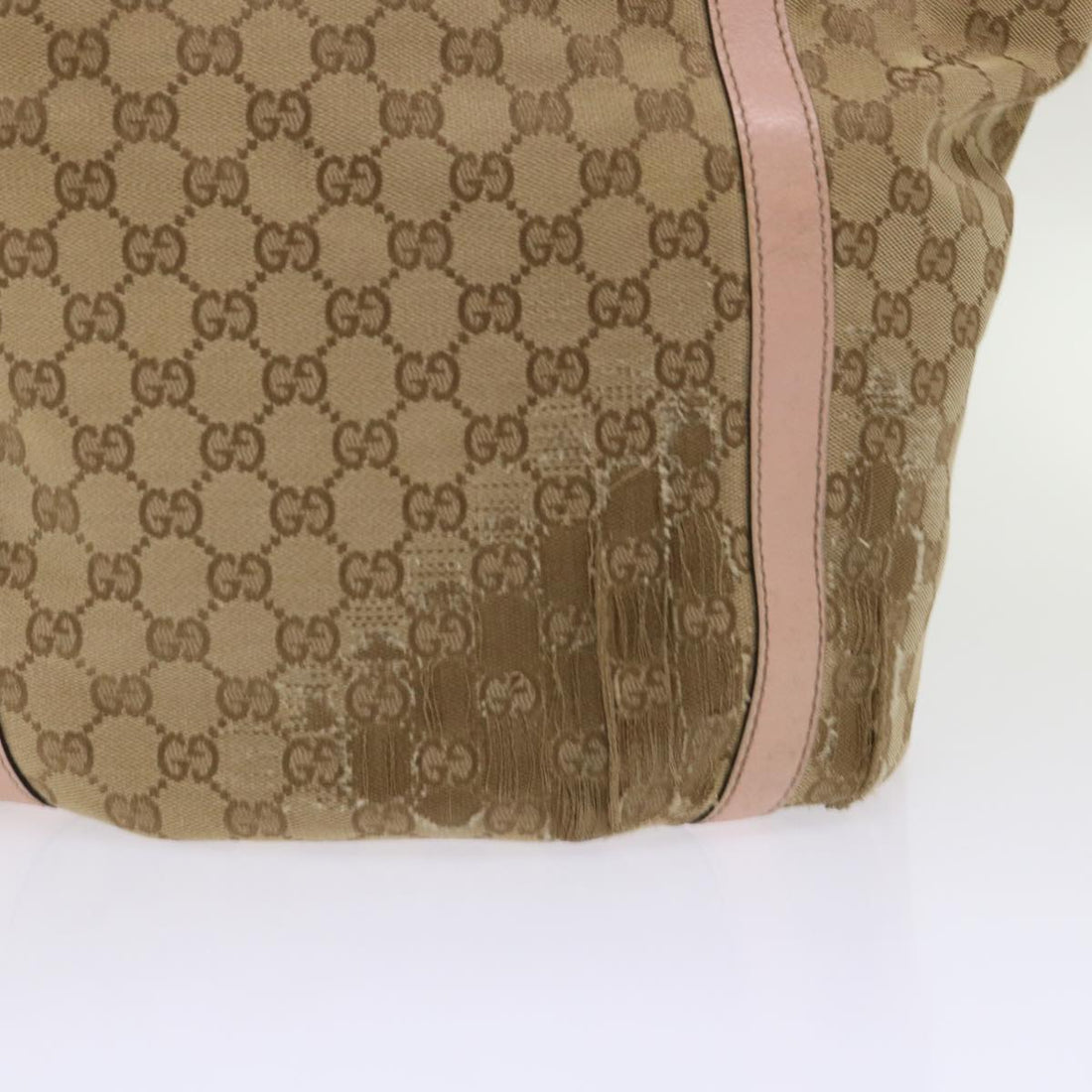 GUCCI VS Canvas Tote Bag Leather Beige 211982  ar9875B