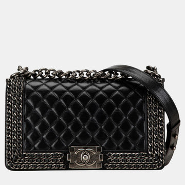 Black Lambskin Bou Chain shoulder bag