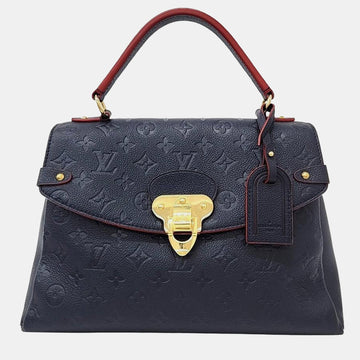 Navy Blue Monogram Empreinte Leather Georges MM Tote Bag