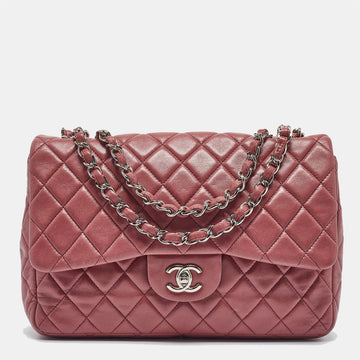 Pink Quilted Leather Jumbo Classic Single Flap Bag