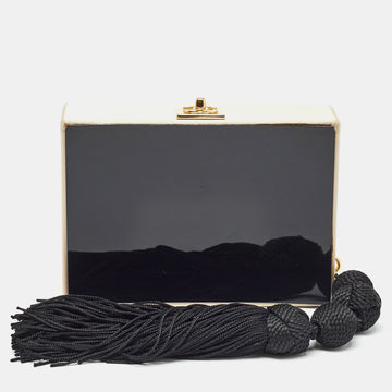 Beige/Black Satin Vintage Box Bag