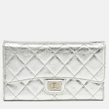 Silver Quilted Patent Leather Reissue Continental Wallet
