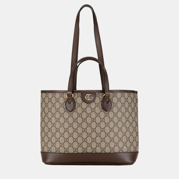 Beige/Brown GG Supreme Canvas Ophidia Tote Bag