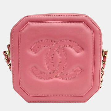 Pink Leather Chain Crossbody Bag
