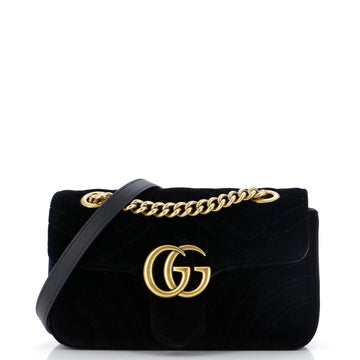GUCCI GG Marmont Flap Bag Matelasse Velvet Mini
