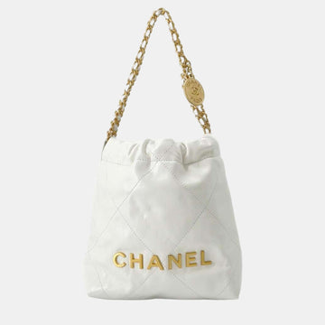 White Leather Mini Chain Hobo Bag