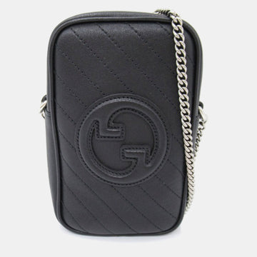 Black Diagonal Quilted Leather Mini Blondie NM Crossbody Bag