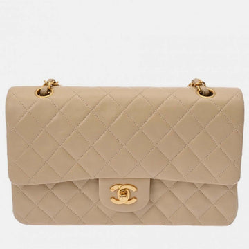 Beige Lambskin Matelasse Chain Shoulder 25cm Bag