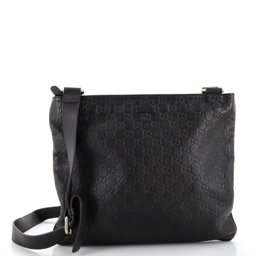 GUCCI Zip Top Messenger Bag Guccissima Leather Large