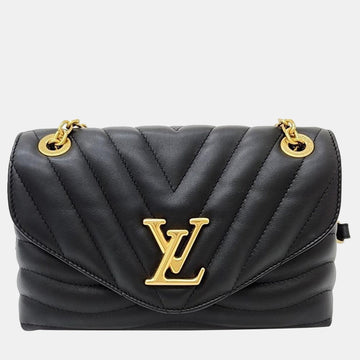 Black Leather New Wave Chain Shoulder Bag