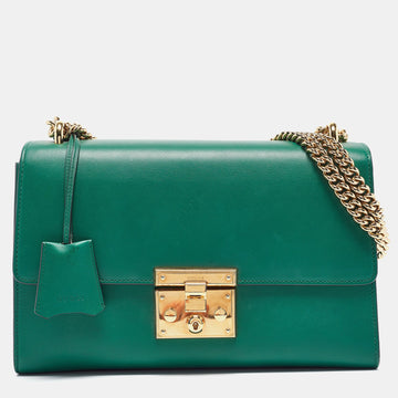 Green Leather Medium Padlock Shoulder Bag
