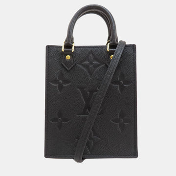 Black Leather Petite  Sac Plat Tote Bag