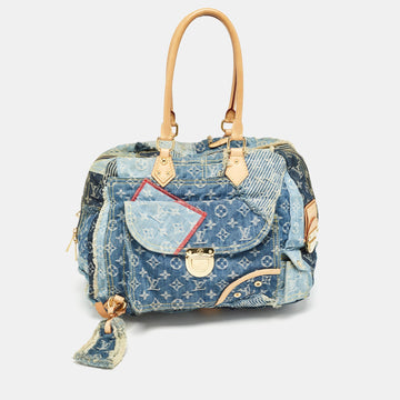 Blue Monogram Patchwork Denim Bowly Bag