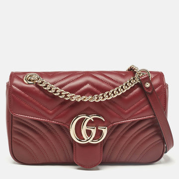 Burgundy Matelass&eacute; Leather Small GG Marmont Shoulder Bag